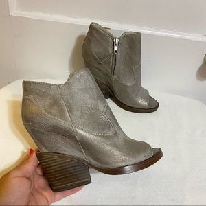ASH Ros Bis metallic bronze wedge ankle booties